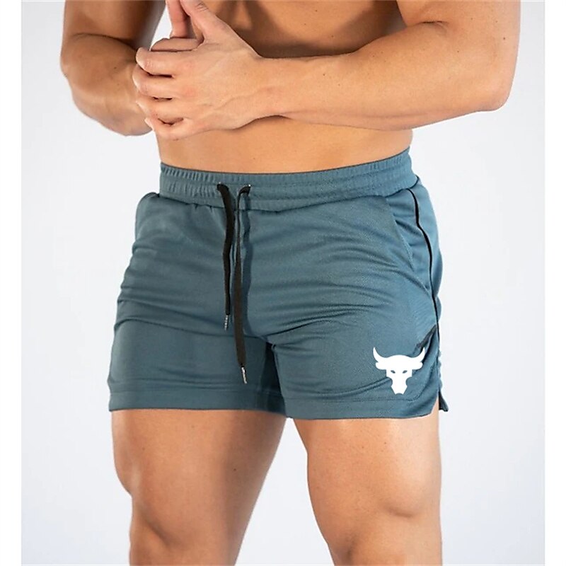 Men's Outdoor Runing Sport Fitness Breathable Wear Resistant Pockets Light Pattern Print Shorts