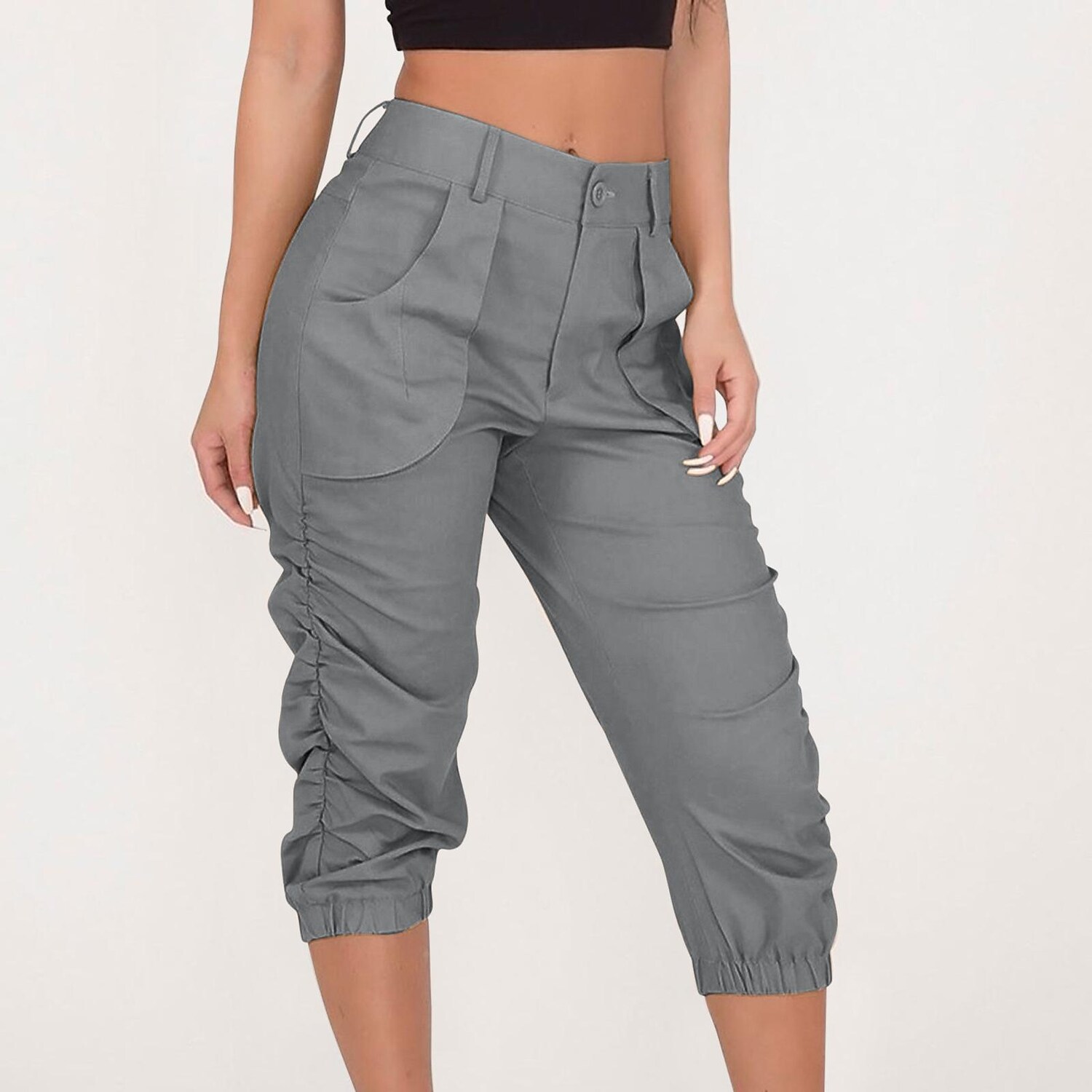 Women's casual cropped overalls comfortable harem pants