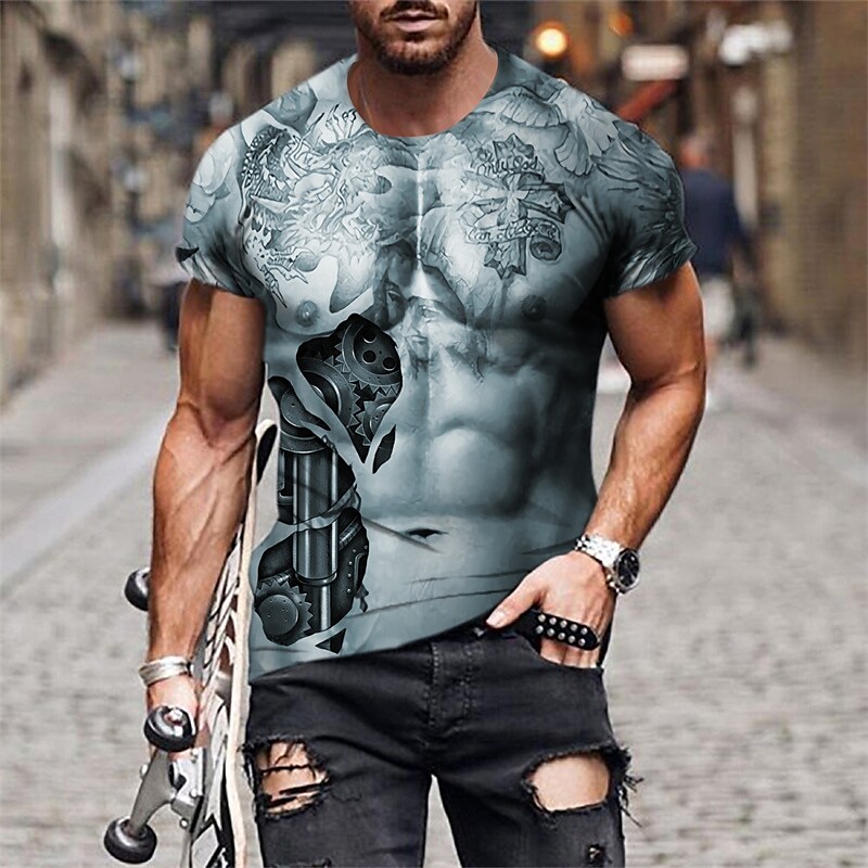 Men's T shirt Graphic Prints Crack Crew Neck 3D Print Holiday Short Sl