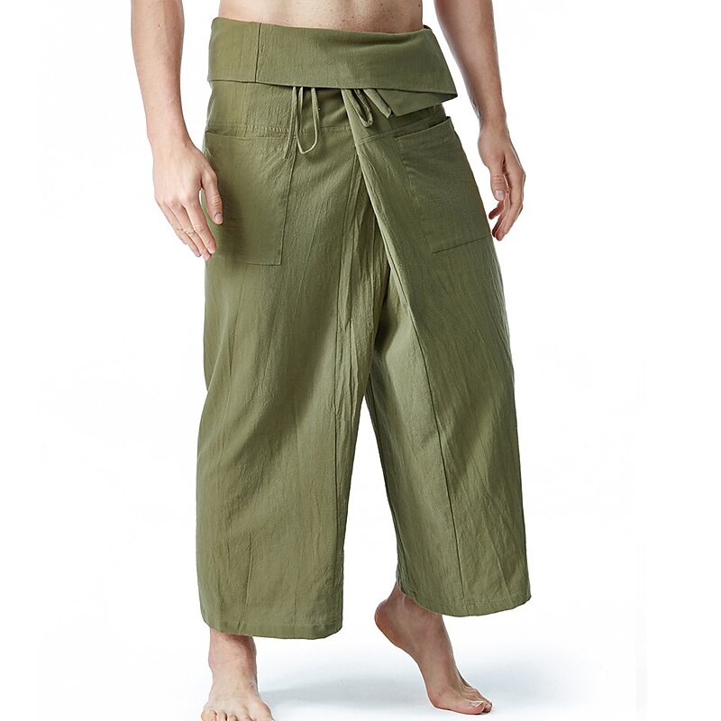 Men's Casual Yoga Fashion Breathable Comfortable Light Soft Pockets Plain Trouser Pants