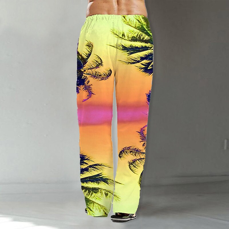 Men's Beach Pants Drawstring Elastic Waist Print Graphic Prints Comfor