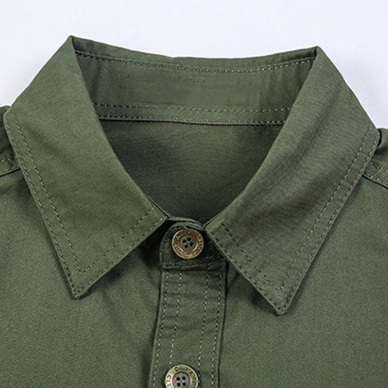 Men's Casual Street Work Fashion Breathable Comfortable Light Plain Cargo Short Sleeve Shirt