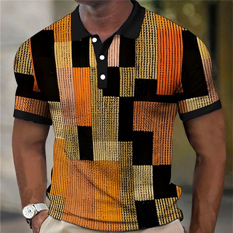 Men's Waffle Golf Outdoor Fashion Street Comfortable Soft Prints Short Sleeves Polo Shirt