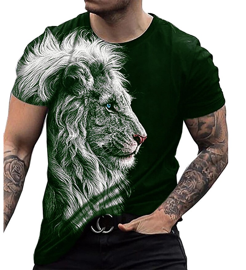 Men's Unisex Shirt T-shirt Lion Graphic Prints Crew Neck  3D Print Daily Holiday Short Sleeve Print Top