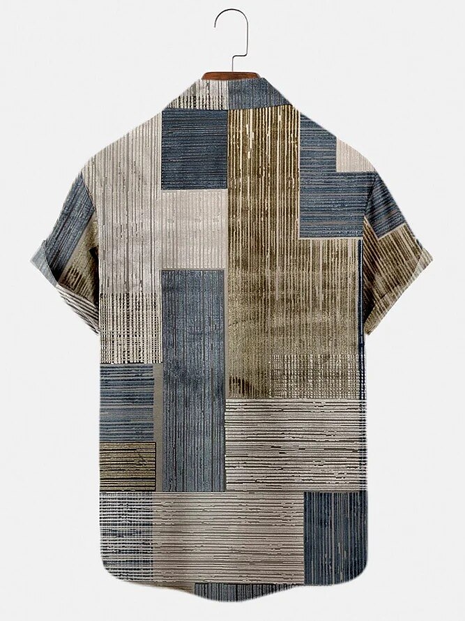 Men's Casual Outdoor Street Fashion Comfortable Light Plaid Short Sleeves Shirt