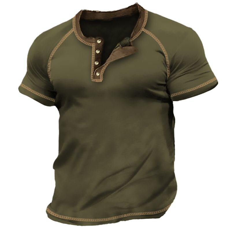 Men's Henley Shirt Tee Top Plain Raglan Sleeve Henley Street Vacation Short Sleeves Clothing Apparel Fashion Designer Basic Top