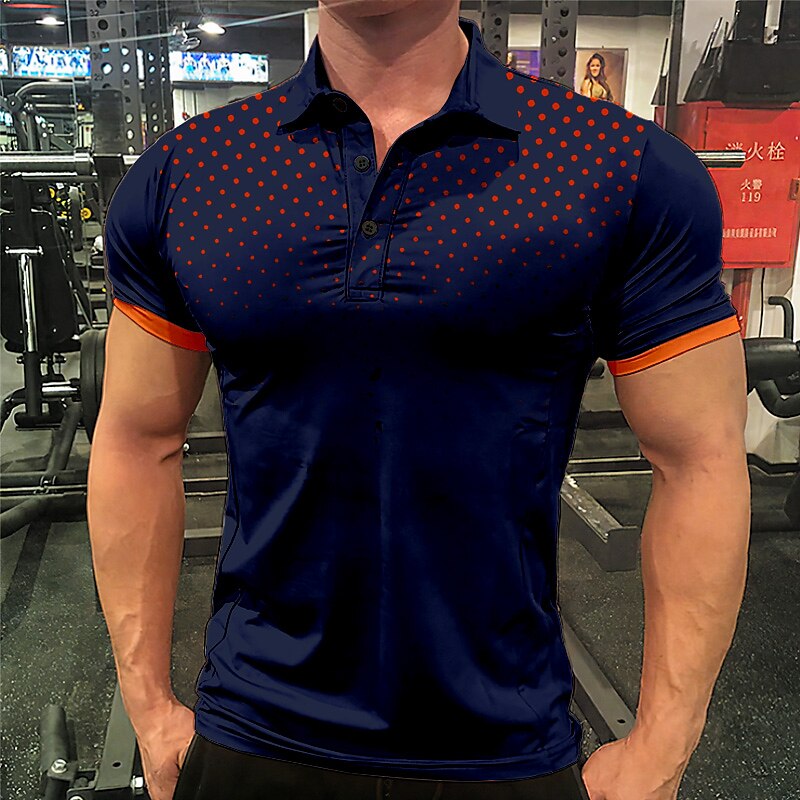 Men's Sport Polo Polo Shirt Casual Holiday Lapel Short Sleeve Fashion Basic Polka Dot Button Summer Regular Fit Polo