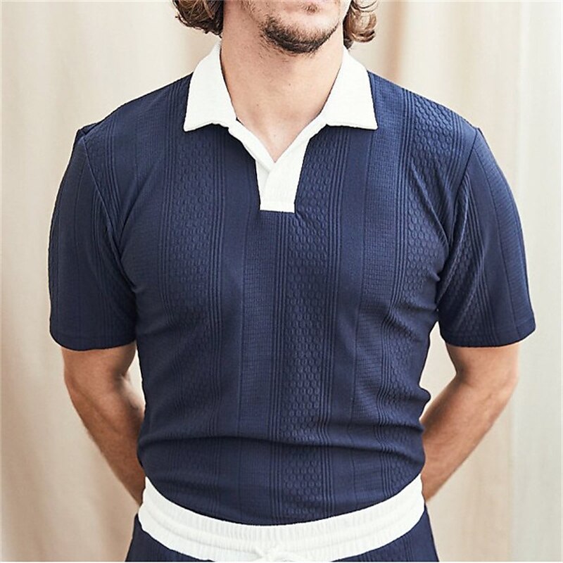 Men's Cuban Collar Shirt Guayabera Casual Collar Lapel Short Sleeve  Solid Color Simple Cuban Collar Shirt