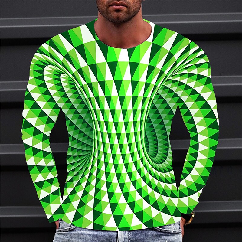 Men's T shirt Graphic Prints Crack Crew Neck 3D Print Holiday Long Sle