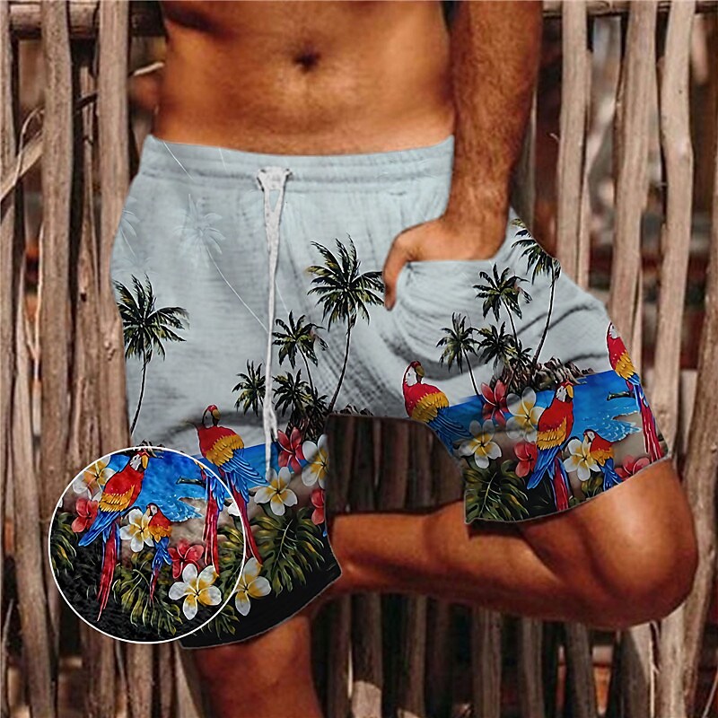 Men's Beach Pants Drawstring Elastic Waist Print Graphic Prints Comfor