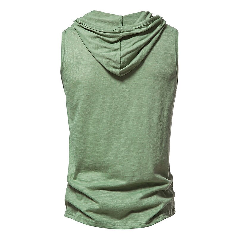 Men's Outdoor Street Casual Fashion Breathable Comfortable Soft Plain Sleeveless Hooded Vest