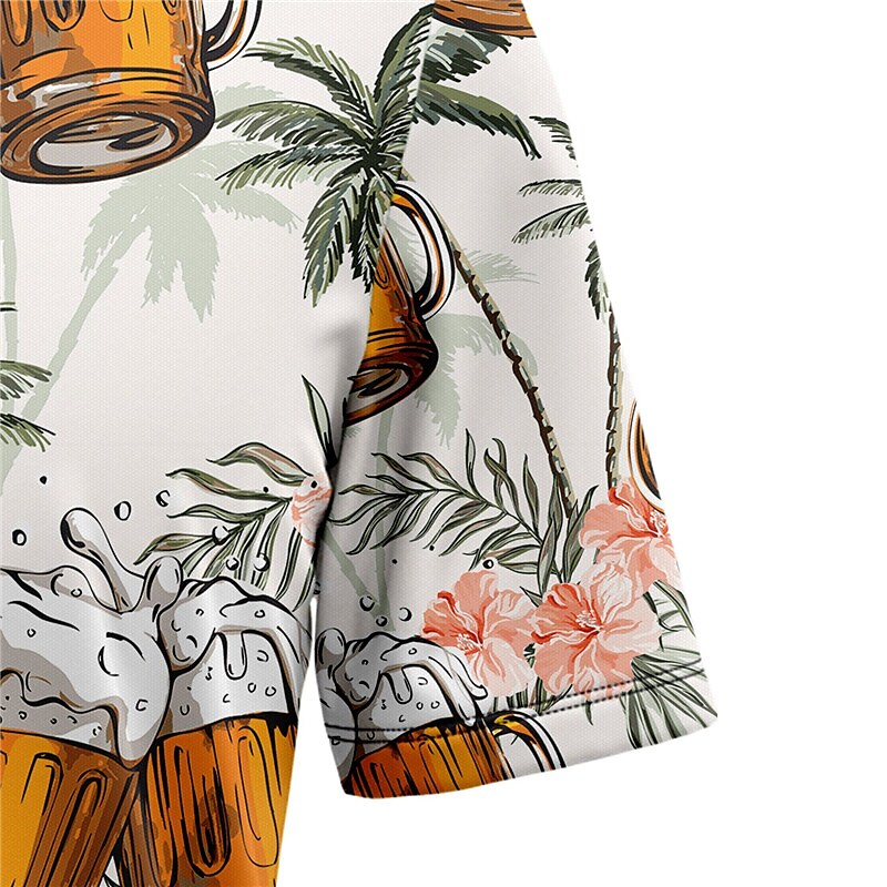 Men's Shirt Summer Hawaiian Shirt Graphic Prints Beer Leaves Turndown