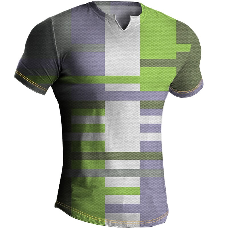 Men's T Shirt Color Block Graphic Prints V Neck Outdoor Daily Short Sleeve Print Fashion Designer Casual Top