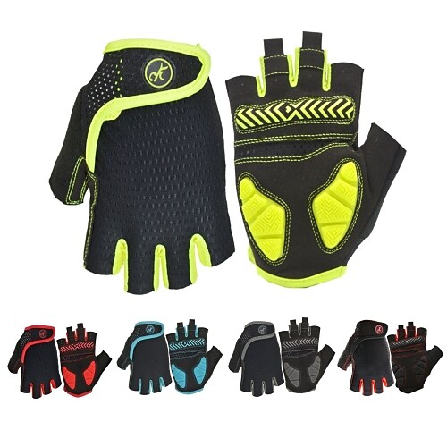 Bike Cycling Mountain Bike Half Finger Anti Slip Breathable Shockproof Sweat wicking Sports Gym Silica Gel Gloves 