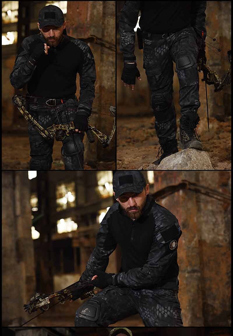 Men's Hiking Outdoor Tactic Working Muti-pockets Wear Resistant Zippered Camo Cargo Trouser