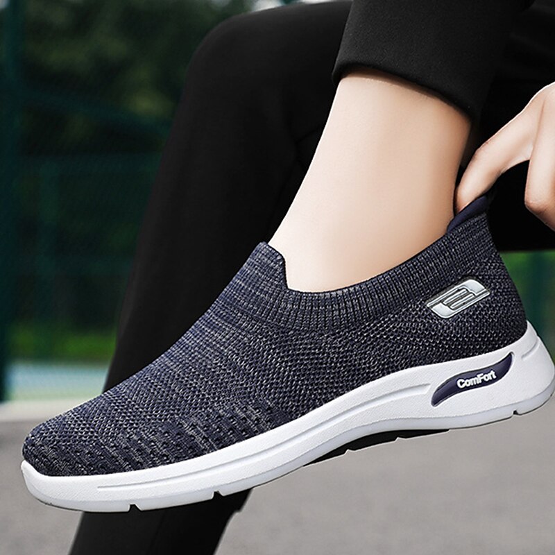 Men's Sneakers Slip On Running Shoes Non-slip Cushioning Breathable Light Soft Running Road Running PVC Knit 