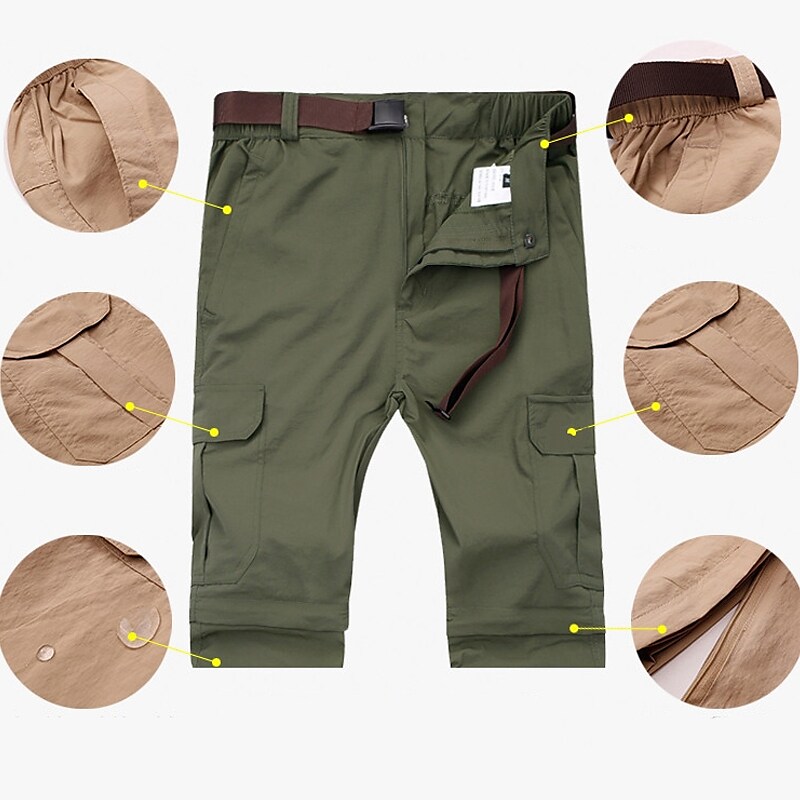 Men's Hiking Outdoor Casual Convertible Waterproof Breathable Quick Dry Sweat-wicking Solid Color Trousers
