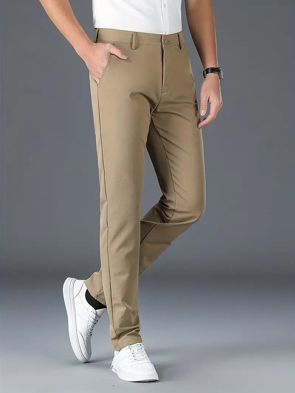 Men's Chinos Chino Pants Pocket Plain Comfort Breathable Outdoor Daily Going out 100% Cotton Fashion Casual Trousers 