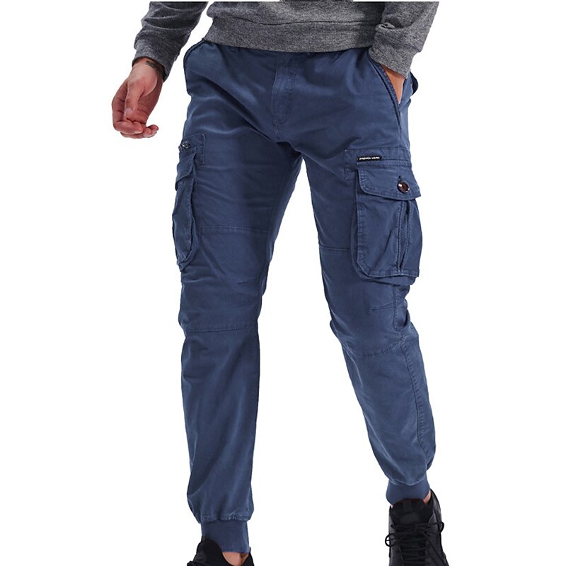 Men's Cargo Pants Cargo Trousers Zipper Pocket Plain Comfort Breathable Outdoor Daily Going out 100% Cotton Fashion Casual Black Wine