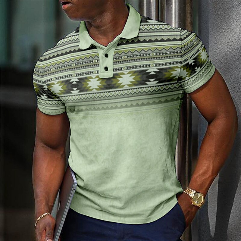 Men's Golf Outdoor Fashion Street Breathable Comfortable Soft Print Short Sleeves Polo Shirt