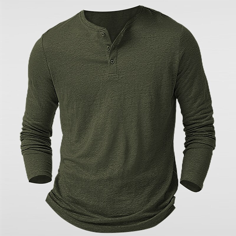 Men's Henley Shirt Tee Top Long Sleeve Shirt Plain Henley Street Vacation Long Sleeve Button Clothing Apparel Fashion Designer Basic