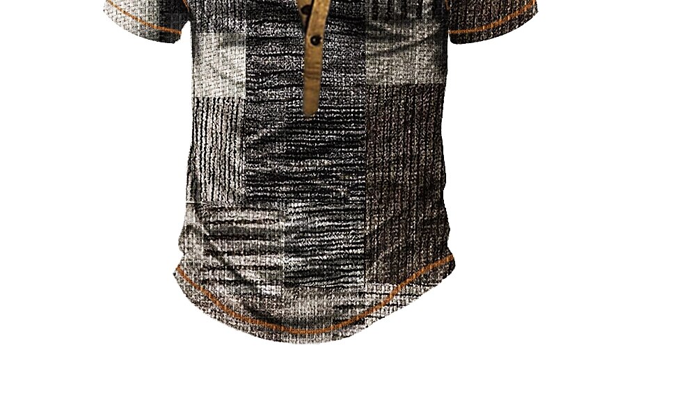 Men's Outdoor Street Casual Daily Breathable Comfortable Light Short Sleeve V Neck Print Henley Shirt