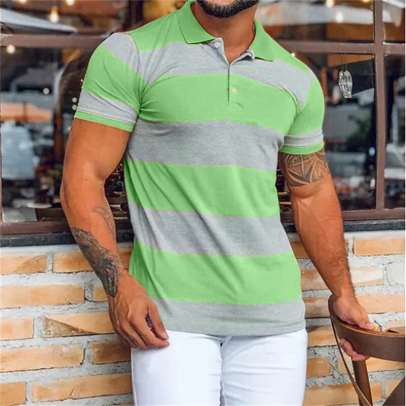 Men's Outdoor Holiday Sport Fashion Casual Breathable Light Comfortable Print Short Sleeve Polo Shirt