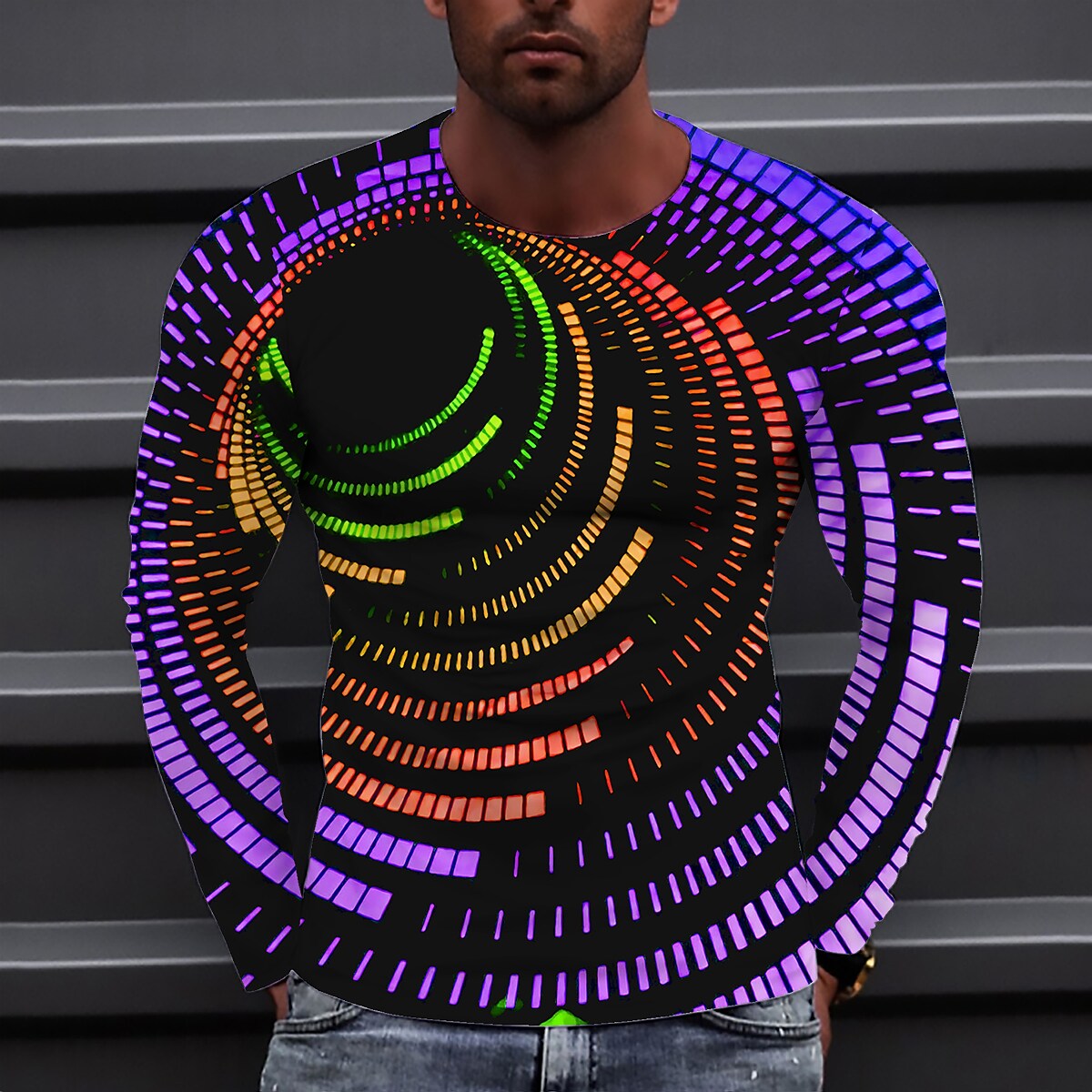 Men's T shirt Graphic Prints Crack Crew Neck 3D Print Holiday Long Sle