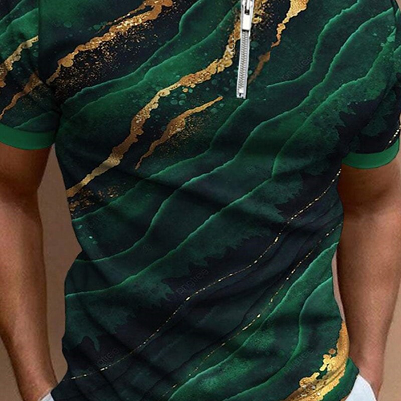 Men's Collar Polo Shirt Golf Shirt Turndown 3D Print Casual Short Slee