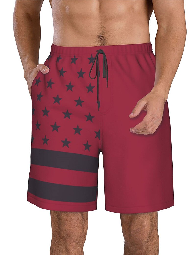 Men's Board Swim Shorts Swim Trunks Drawstring with Mesh lining Elastic Waist Graphic Prints National Flag Quick Dry Short 