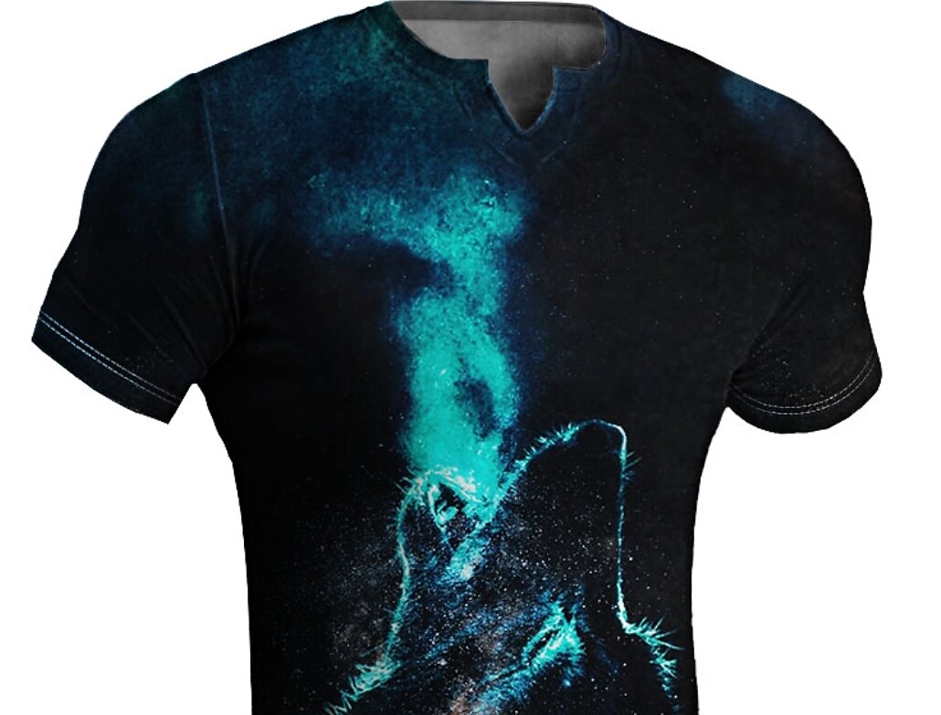 Men's Sports Fitness Muscle Leisure Outdoor Street Quick Dry Breathable Animal Print Polo Short Sleeve