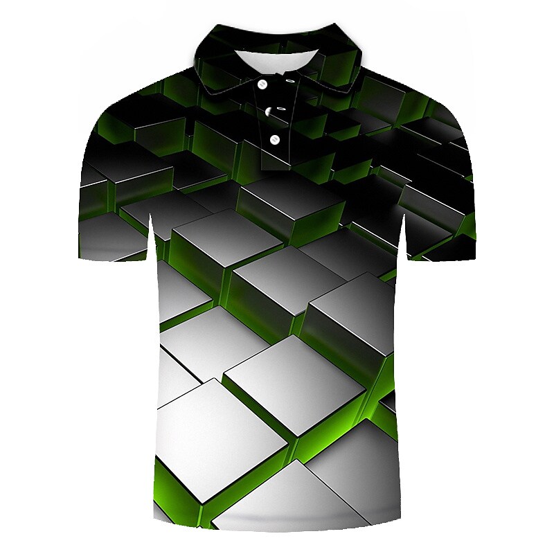 Men's Collar Polo Shirt Golf Shirt Turndown 3D Print Casual Short Slee