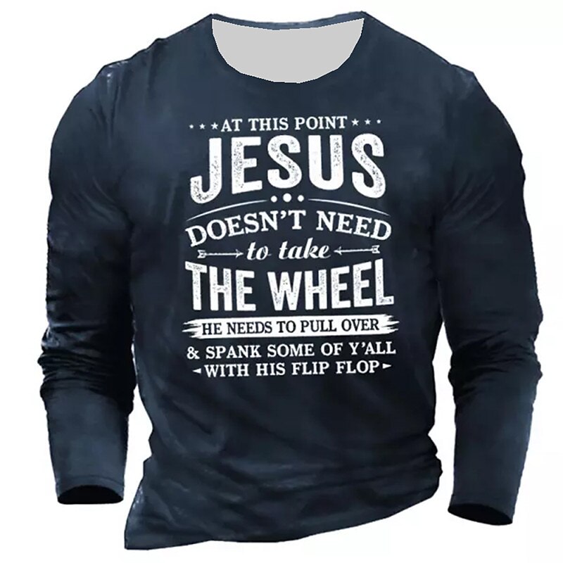 Men's T shirt Funny T Shirts Slogan T Shirts Letter Graphic Prints Crew Neck  Print Outdoor Street Long Sleeve Print  Sports Casual Top