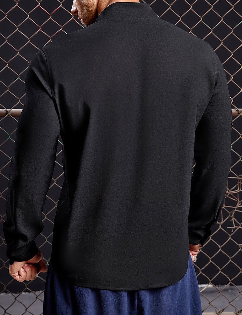 Men's Casual Vacation Street Fashion Comfortable Breathable Soft Light Long Sleeves Plain Shirt