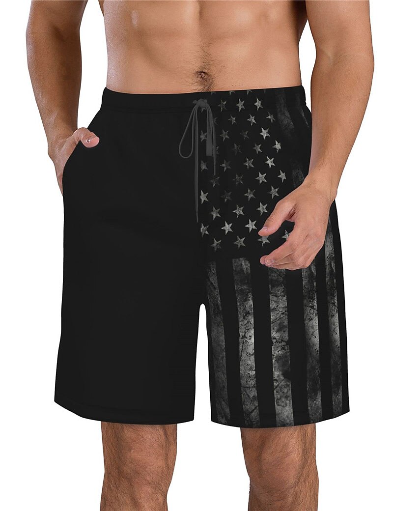 Men's Board Swim Shorts Swim Trunks Drawstring with Mesh lining Elastic Waist Graphic Prints National Flag Quick Dry Short 