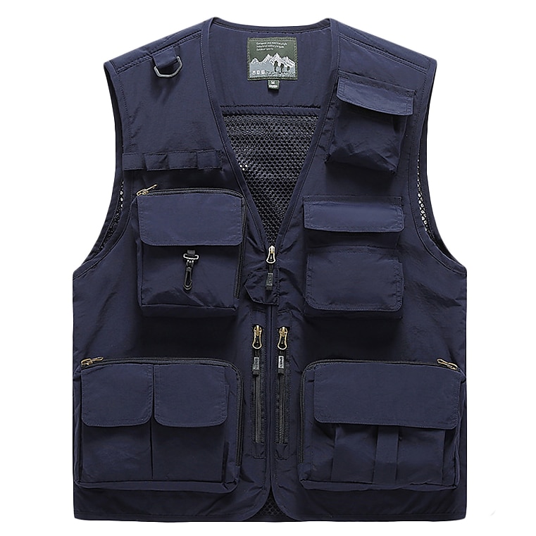 Men's Outdoor Hiking Camping Hunting Climbing Muti-pockets Quick Dry Breathable Mesh Lightweight Solid Color Vest