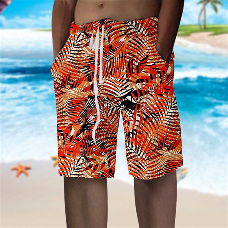 Men's Beach Pants Drawstring Elastic Waist Print Graphic Prints Comfor