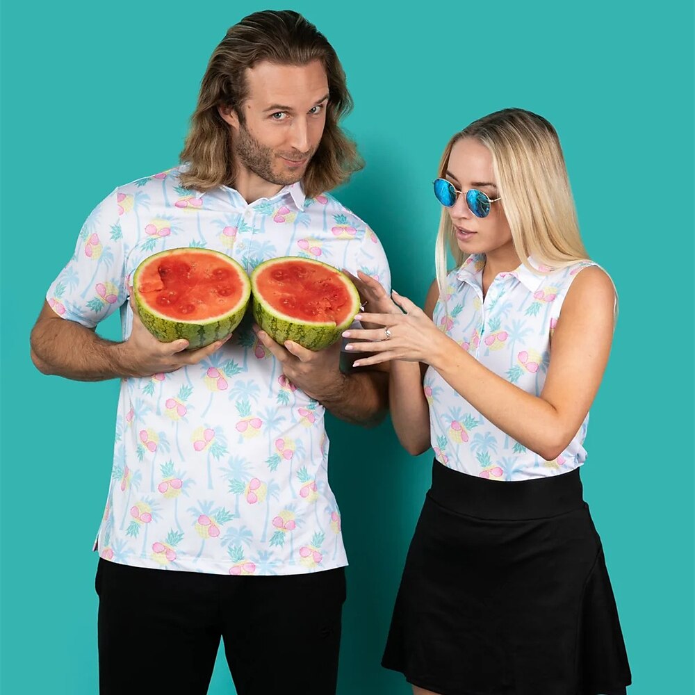 Men's Women's Matching polo Polo Shirt golf apparel Breathable Quick Dry Lightweight Top Printed Summer Golf