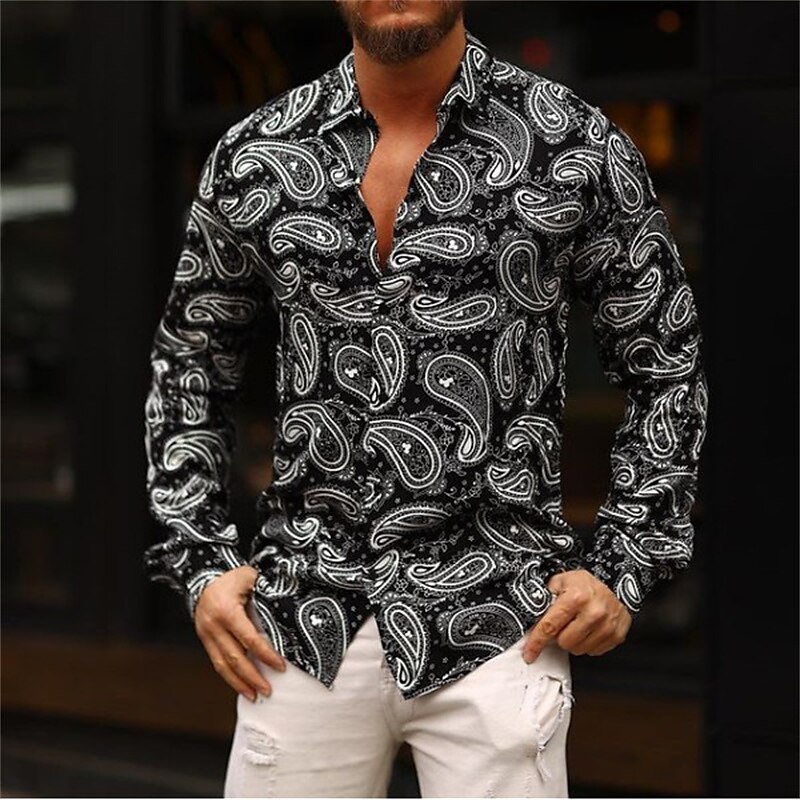 Men's Graphic Shirt Boho Shirt Paisley Turndown Casual Daily Long Sleeve Button-Down Print Casual Shirt 