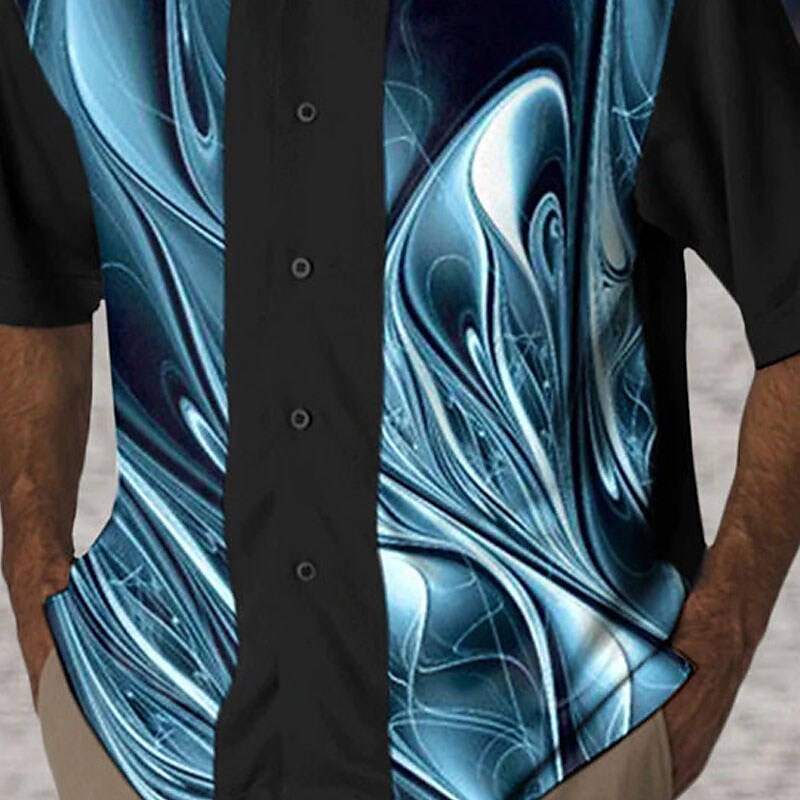 Men's Graphic Shirt Turndown 3D Print Street Casual Short Sleeve Hawai