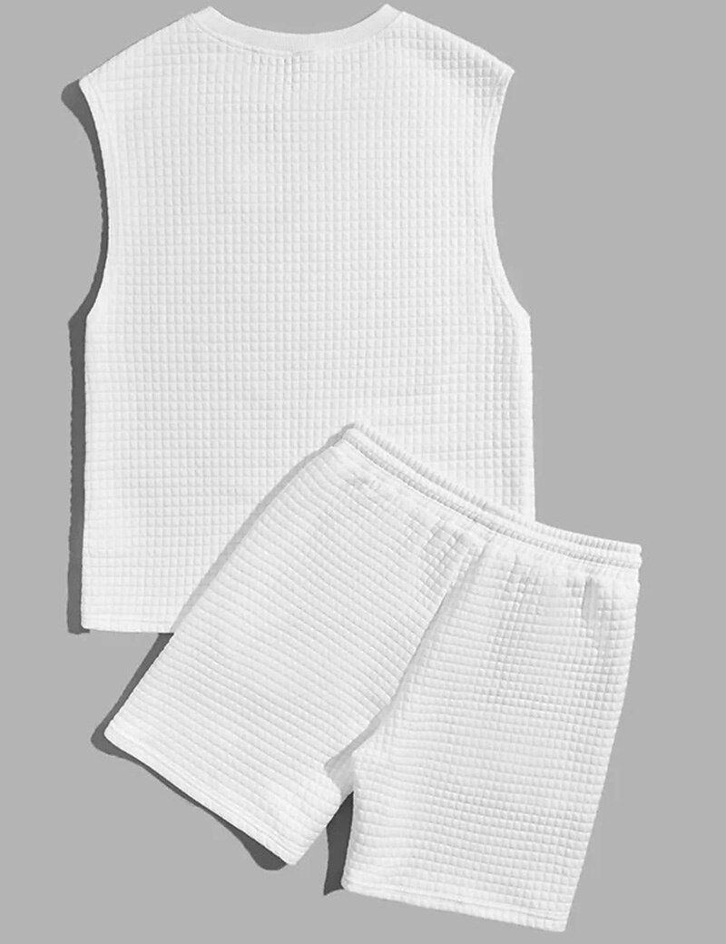 Men's Outdoor Vacation Casual Comfortable Breathable Soft Plain Vest Top Shorts Suit