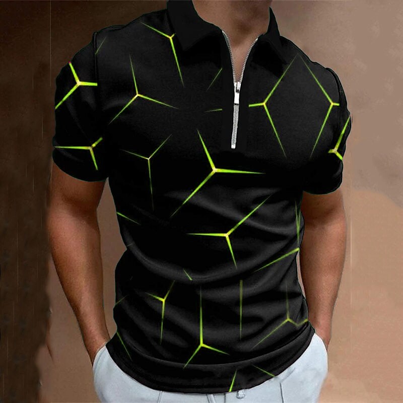 Men's Collar Polo Shirt Golf Shirt Turndown 3D Print Casual Short Slee