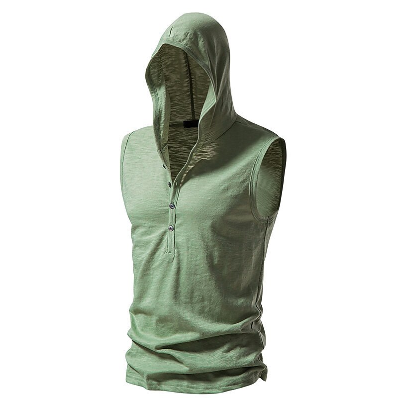 Men's Outdoor Street Casual Fashion Breathable Comfortable Soft Plain Sleeveless Hooded Vest