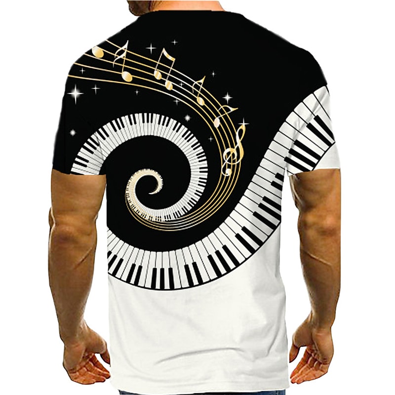 Men's T shirt Tee Shirt Tee 3D Musical Instrument Round Neck 3D Print