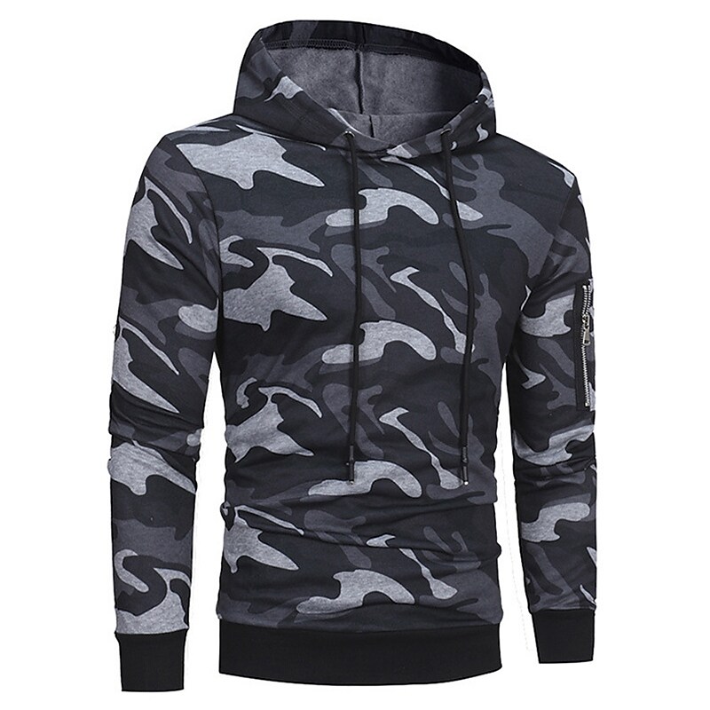 Men's Outdoor Hunting Casual Camping Wind Proof Wear Resistant Breathable Lightweight Camo Long Sleeve Hooded