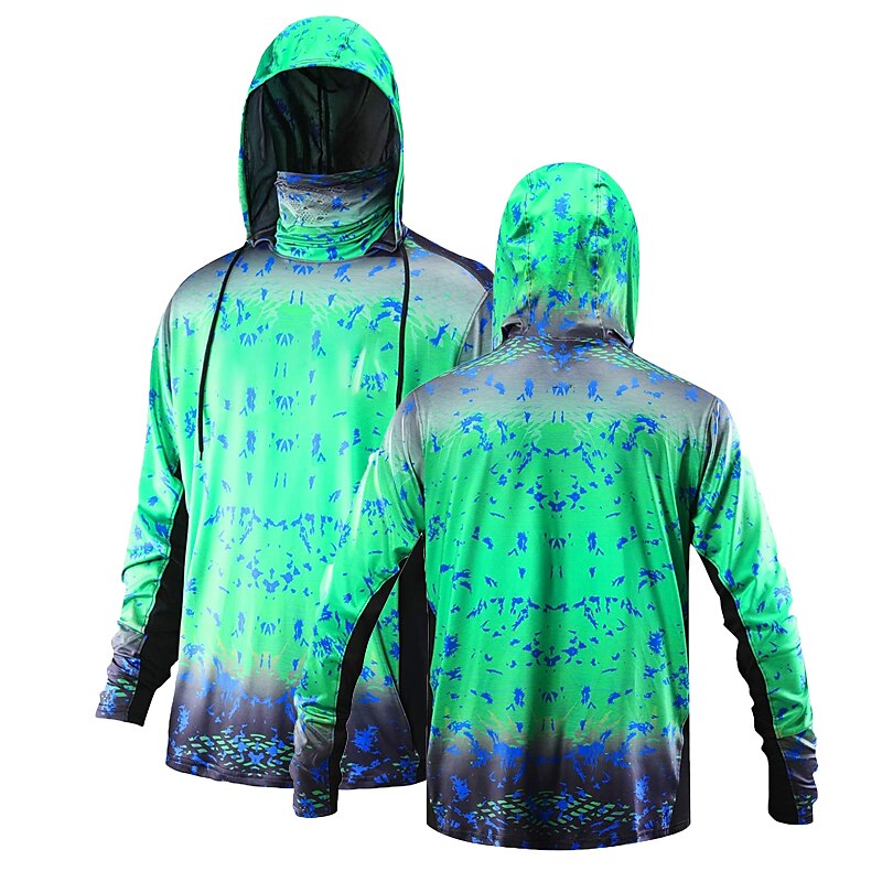Men's Hoodie Jacket Hooded Outdoor Long Sleeve UV Protection Breathable Lightweight Sweat wicking Quick Dry Top Summer Spring Outdoor Fishing 