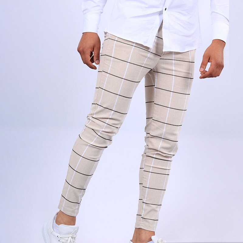 Men's Trousers Jogger Pants Plaid Breathable Soft Casual Daily Fashion Streetwear Micro-elastic Pants