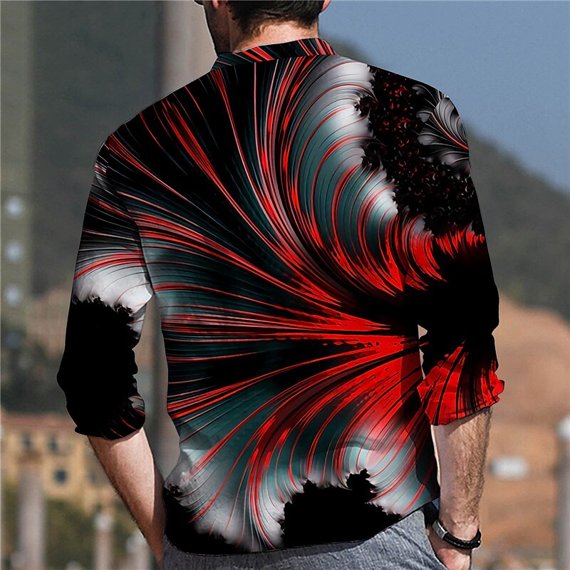 Men's Graphic Shirt 3D Print Outdoor Casual Long Sleeve Button-Down Br