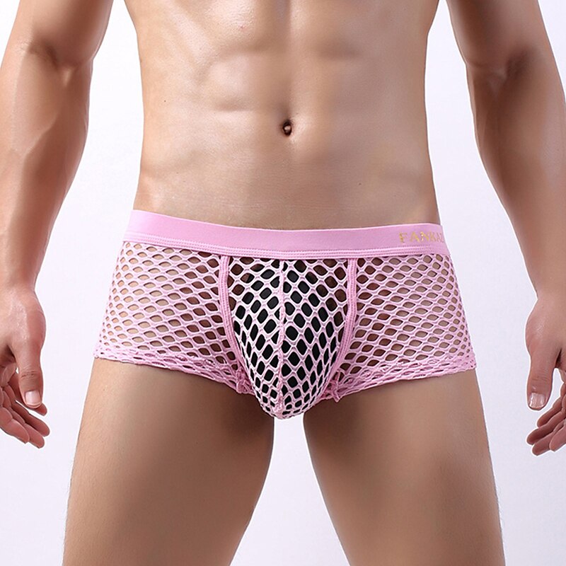 Men's 1pack Underwear Basic Panties Boxers Underwear Briefs Hole Print Polyester Antibacterial Leak Proof Letter Mid Waist 