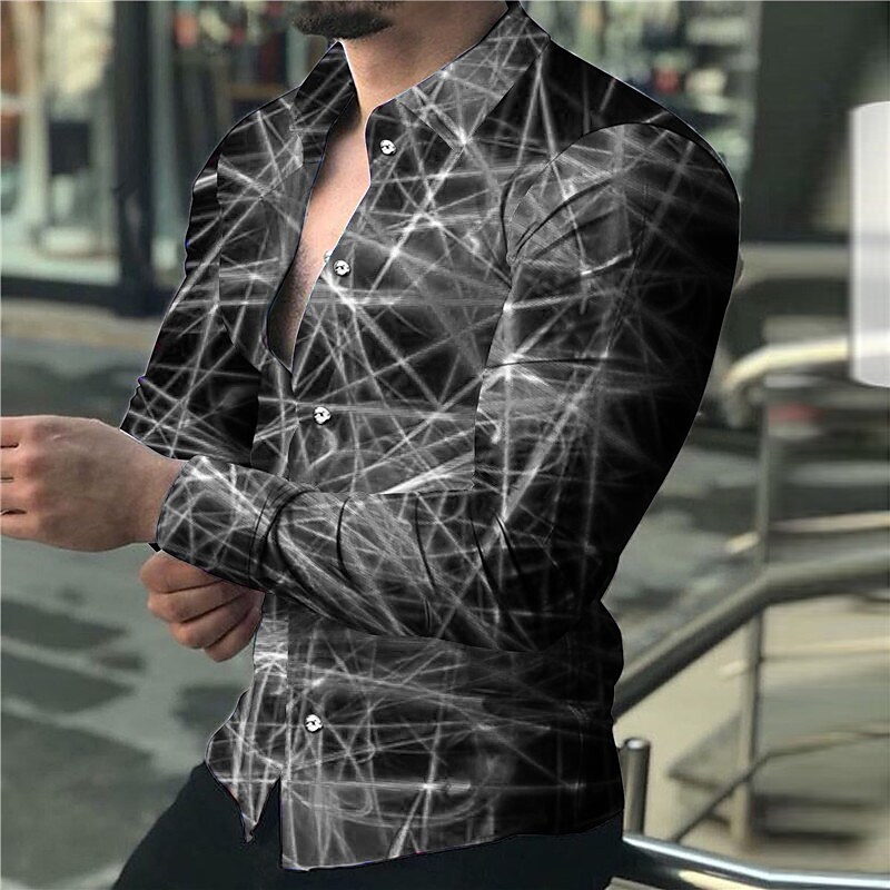 Men's Shirt 3D Print Outdoor Vacation Casual Long Sleeve Button-Down B